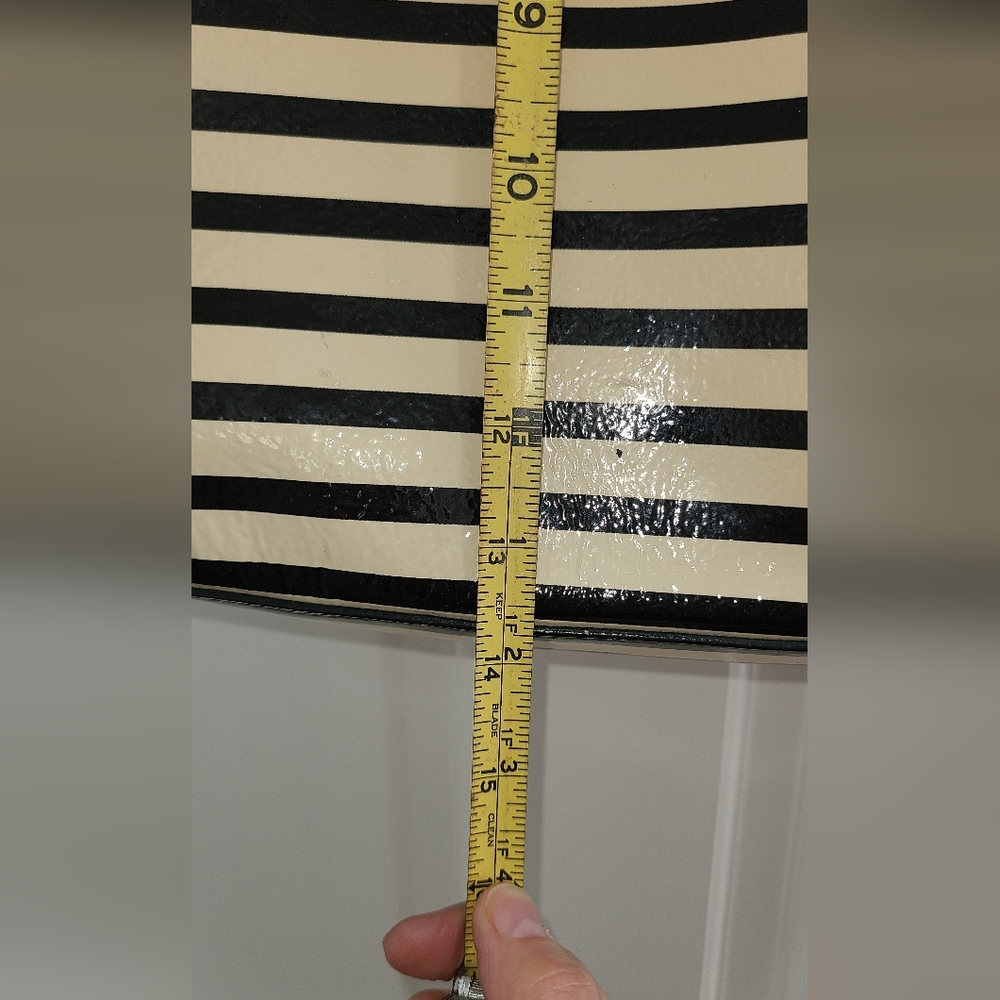 Kate Spade Patent Leather Black and Tan Striped Tote - Picture 7 of 11